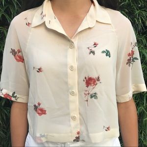 Aritzia WILFRED Floral Henrietta Blouse